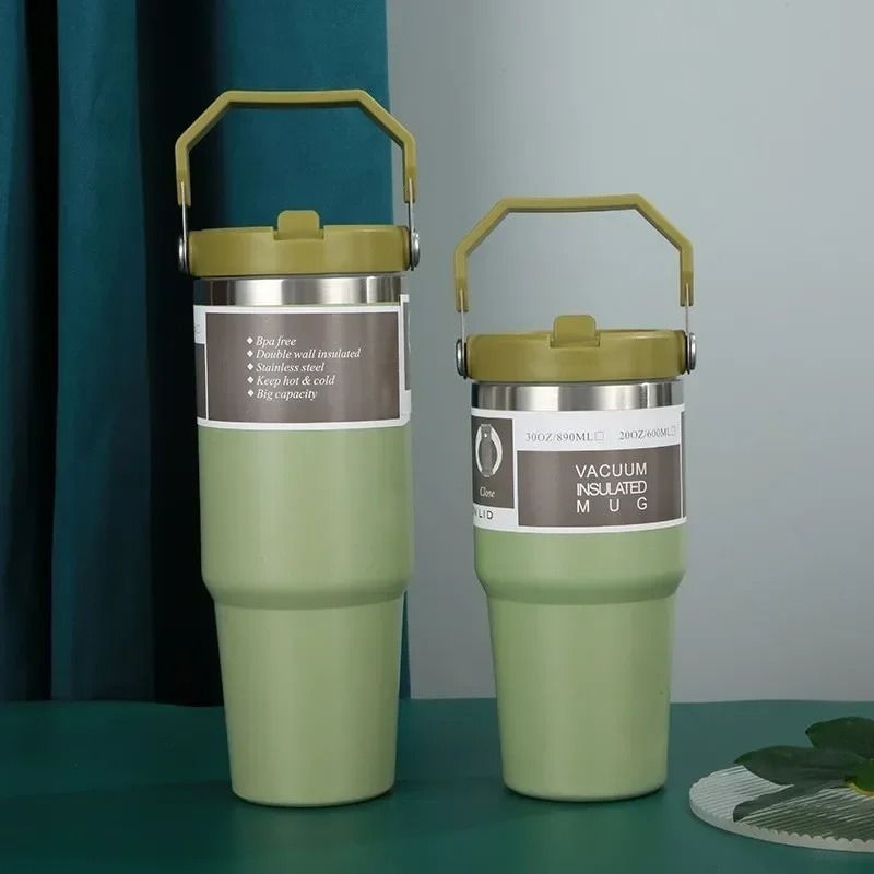 20oz/30oz Thermal Water Bottle With Straw Stainless Steel Car Coffee Mug Vacuum Flask Tumbler