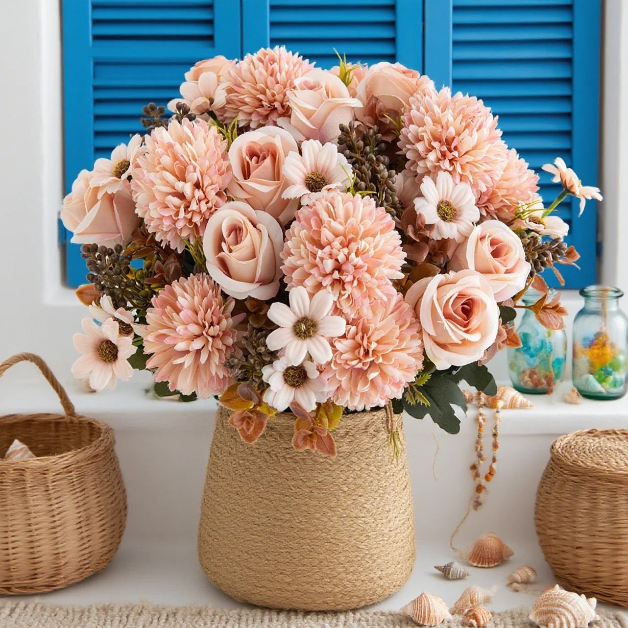 Heritage Silk Botanical Rose Stem