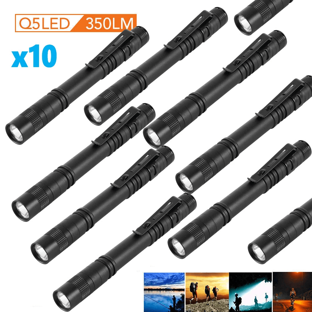 LED Mini Flashlight Penlight, Clip On Portable Pen Torch Lamp, High Brightness Aluminum Light for Outdoor, Fishing, Camp