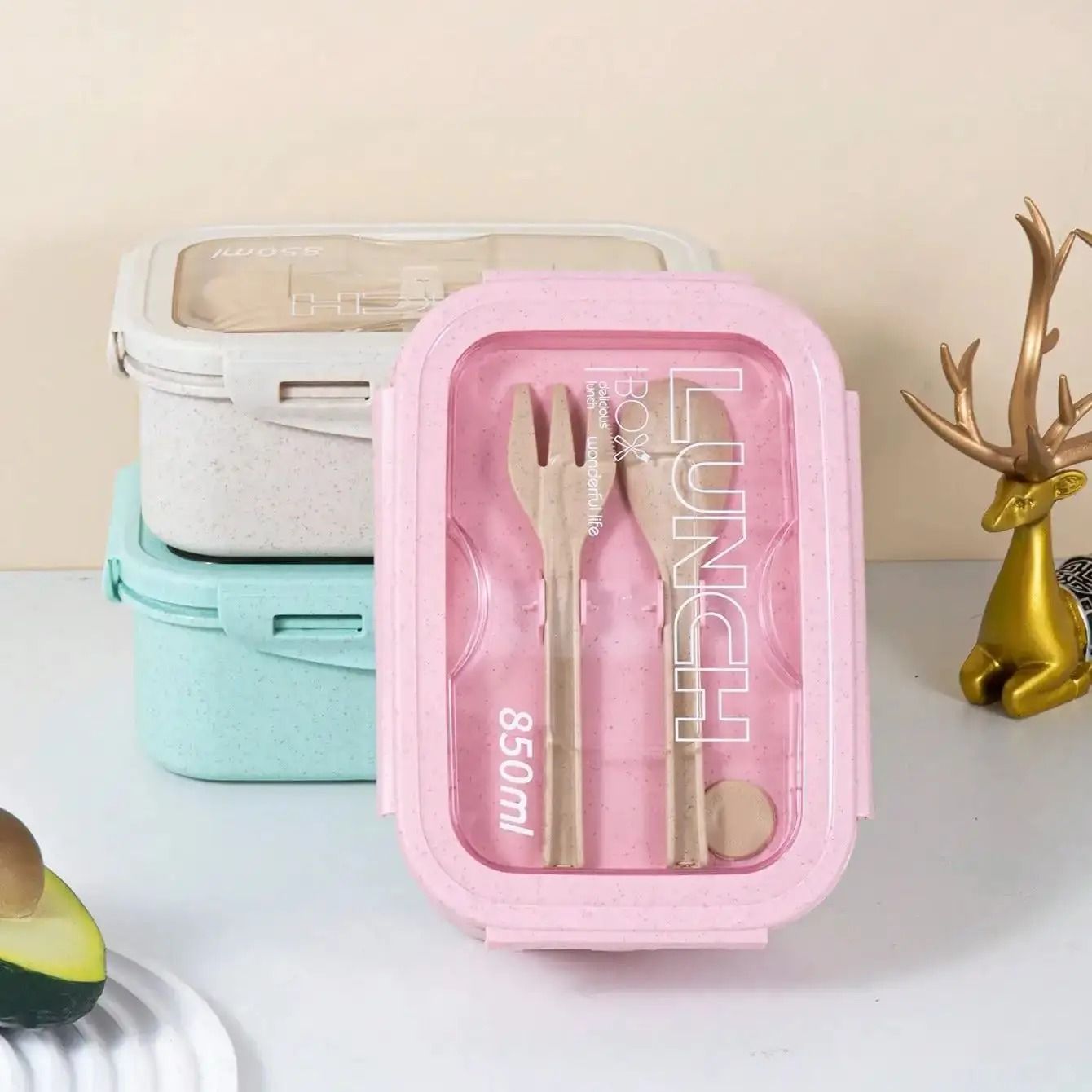 Microwave Safe Lunch Box with Tableware and Airtight Seal