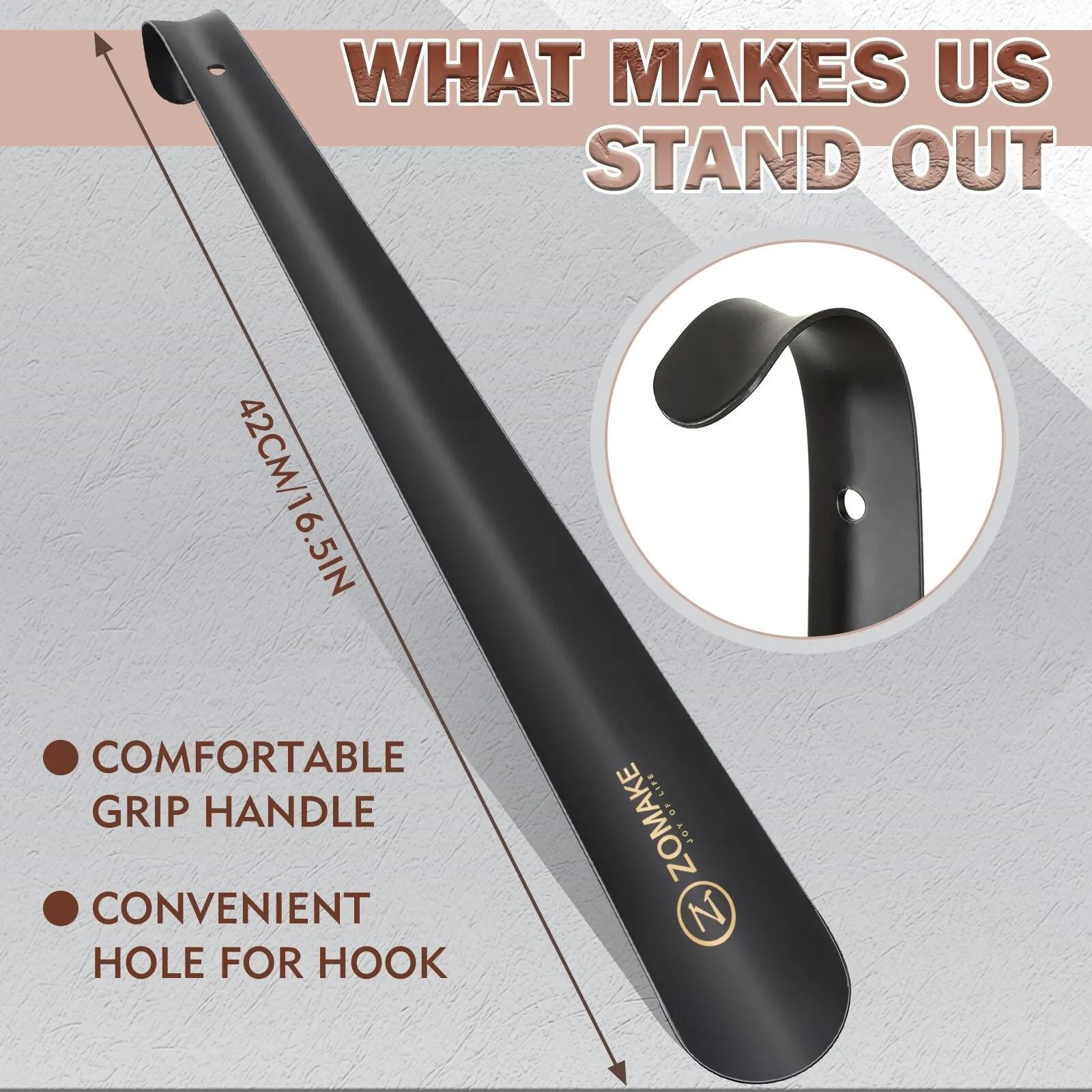 Long Handled Metal Shoe Horn for Easy Shoe Wearing
