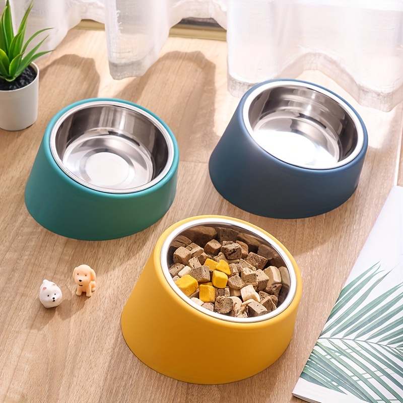 Stainless Steel Elevated Dog Bowl with Slanted Mouth and Rack Durable Detachable Pet Bowl for Food and Water Basin