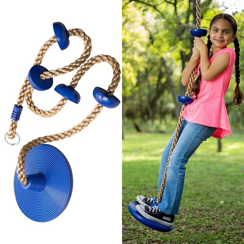Childrens Climbing Toy Disc Swing Seat Kids Backyard Climbing Rope Swing Set for Outdoor Fun