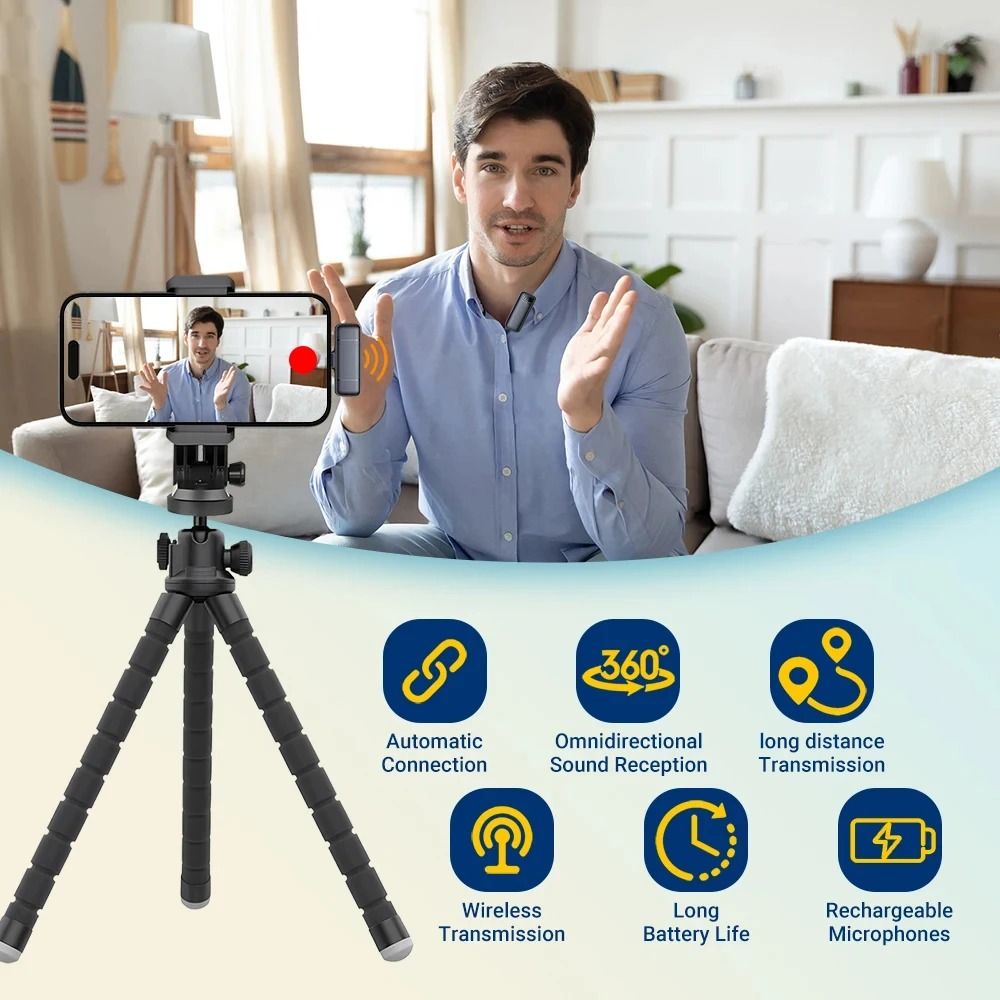 Professional Wireless Stereo Lavalier Microphone System