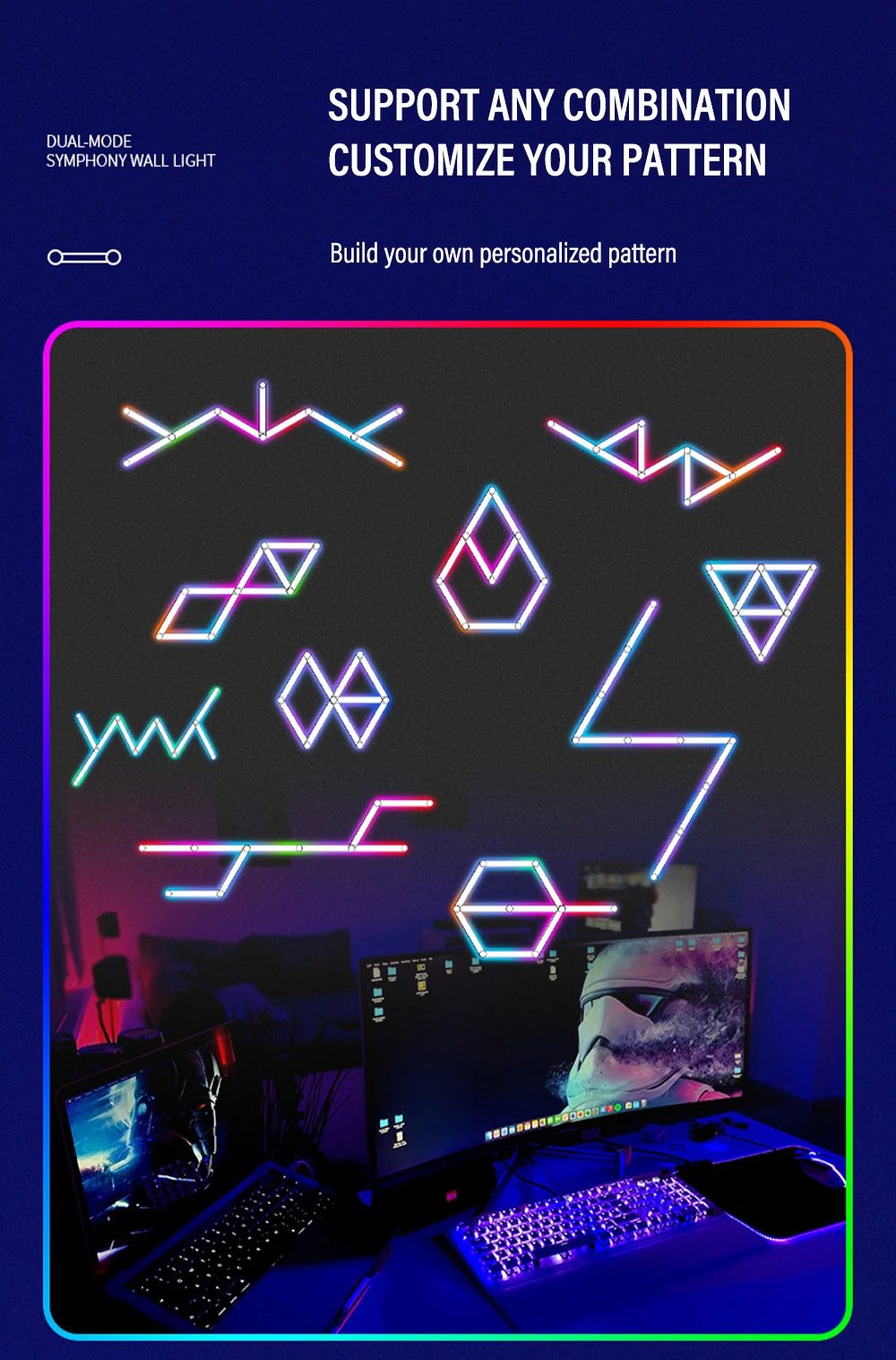 RGB Smart Wall Light Panels with Bluetooth Sound Control