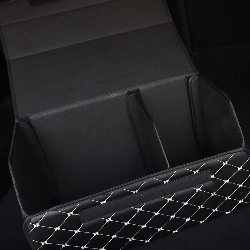 Car Trunk Storage Box Durable PU Leather Multiuse Organizer for Auto Storage and Car Interior