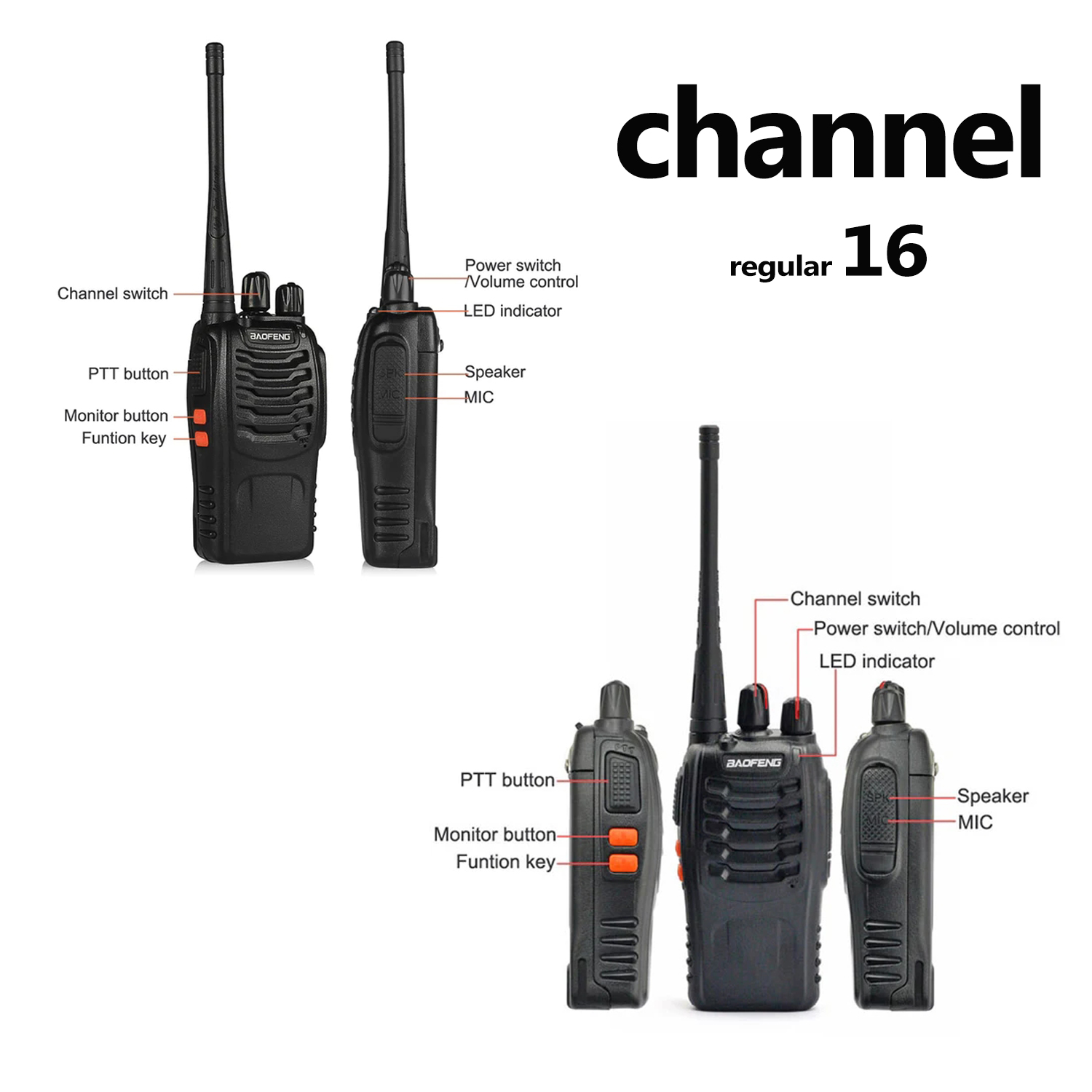 Long Range Walkie Talkie with Headphones Channel Two-Way Radio