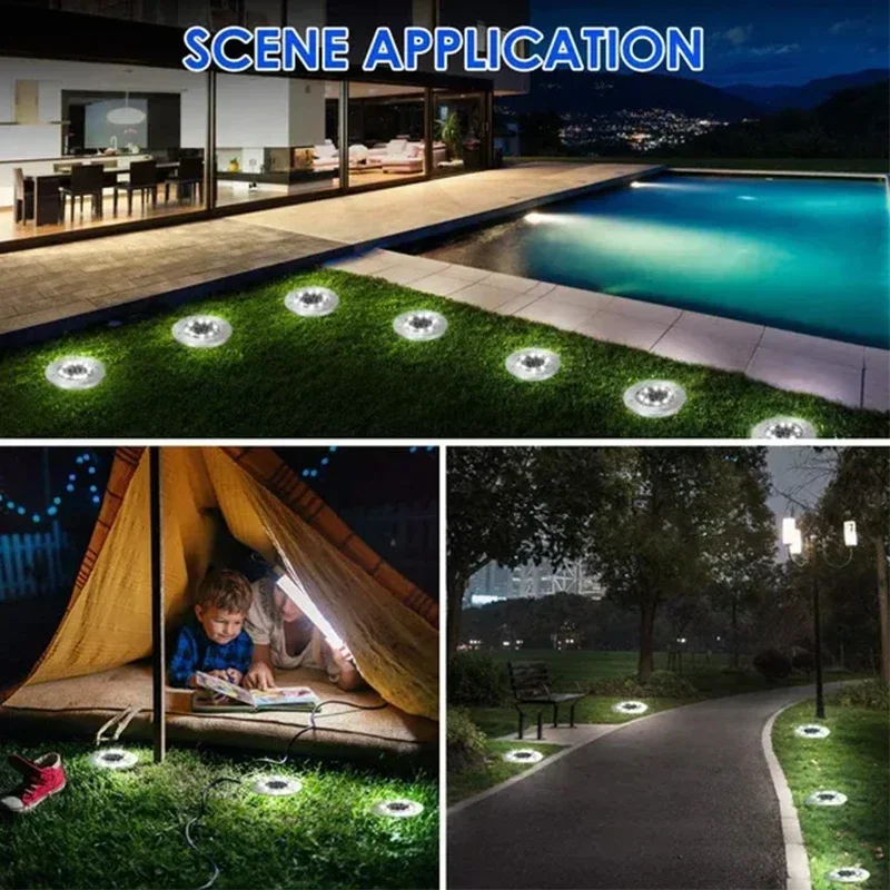 Solar Disk Garden Lights Outdoor Waterproof LED Ground Pathway Lights