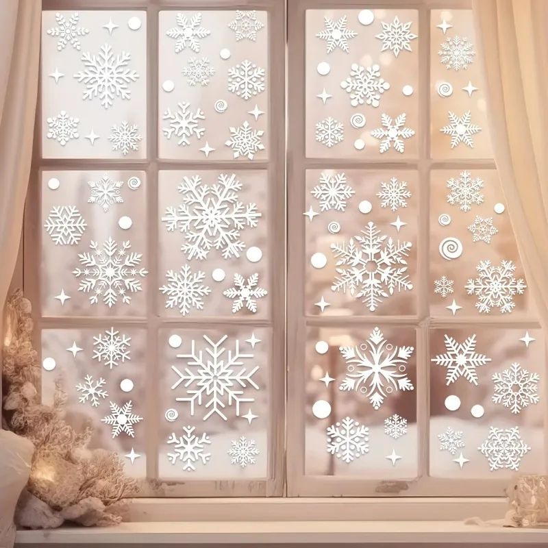 Christmas Snowflake Window Stickers Festive Glass Wall Decals