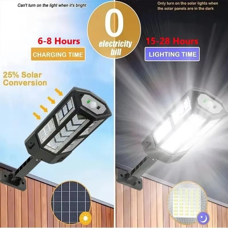 9900 LM Solar Motion Sensor Outdoor LED Garden Security Lamp with 4 Modes Waterproof IP65 Street Yard Light
