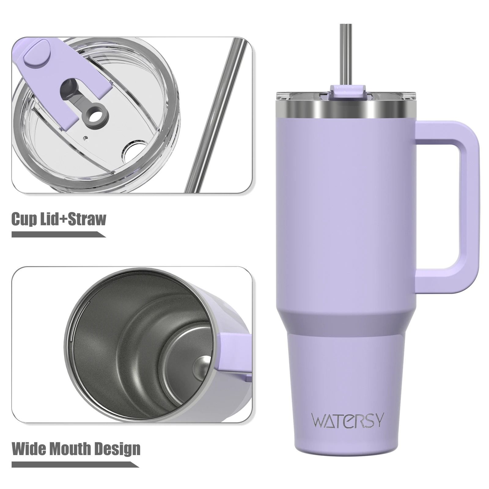 Insulated Stainless Steel Tumbler with Handle and Straw, Large Capacity
