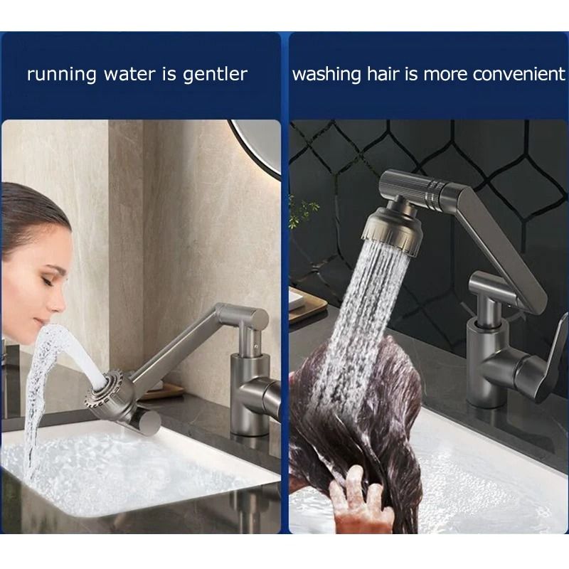 Multifunctional Robotic Arm Basin Faucet – 1080° Universal Rotating Dual-Mode Sink Mixer