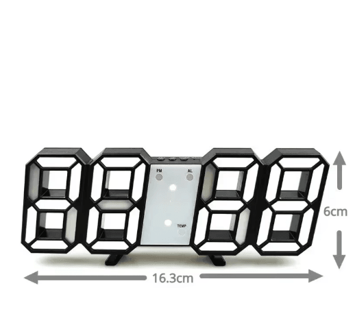 3D LED Digital Wall Clock – Alarm Clock with Time, Date & Temperature Display