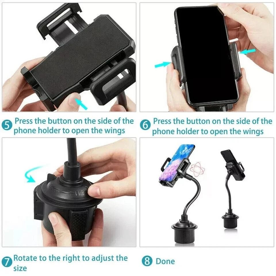 Universal Car Mount Holder for Cell Phones, Adjustable Gooseneck Cup Holder Cradle