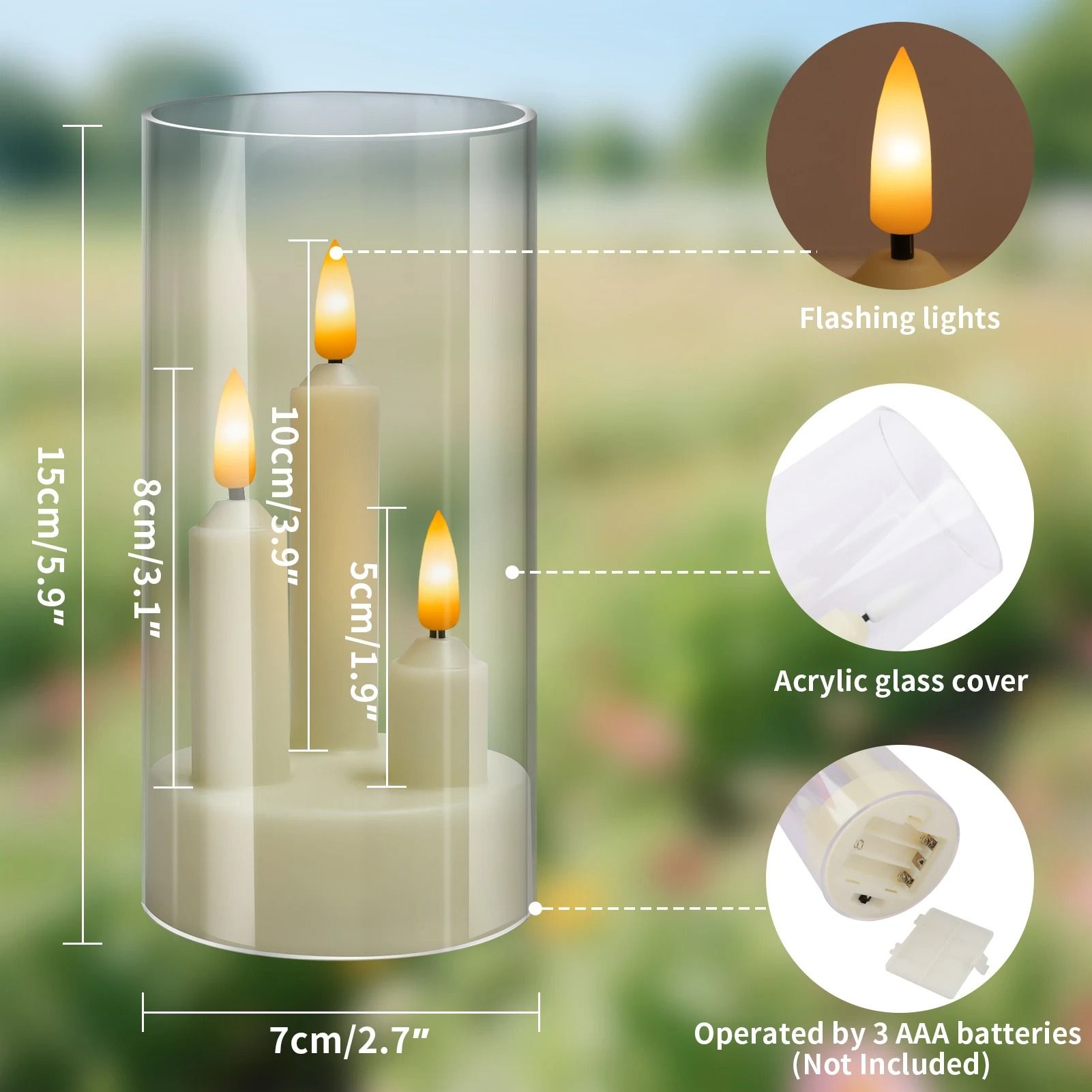 Flameless LED Window Candle with Lampshade