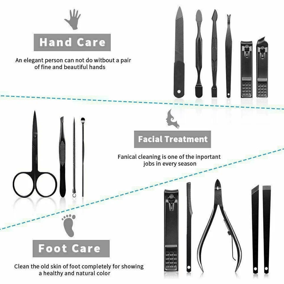 15-Piece Manicure and Pedicure Set for Men and Women Premium Stainless Steel Nail Clippers, Scissors, Grooming Kit