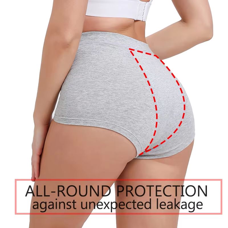 Women High Waist Cotton Period Panties Boxer Shorts for Heavy Flow