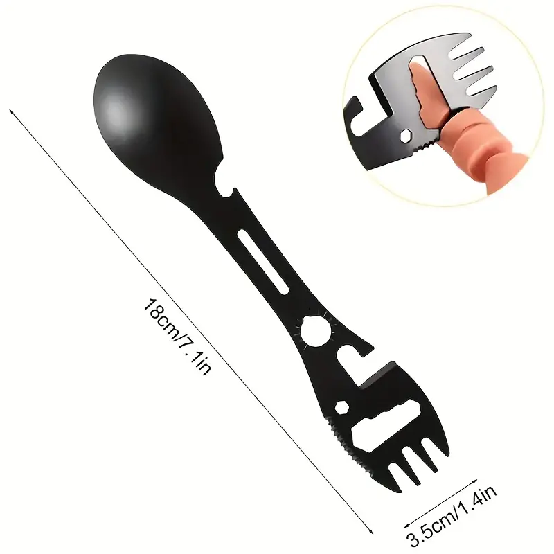 Fork Spoon Bottle Opener for Survival Gear, Outdoor Fork Spoon Versatile Utensil, Outdoor Camping Tool Lightweight