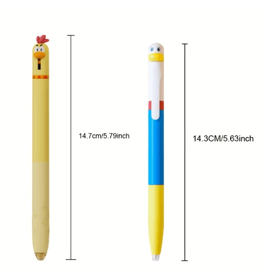 Cute Chicken Gel Pen Set 4pcs Funny Rotating Black Ink Pens (0.5mm)