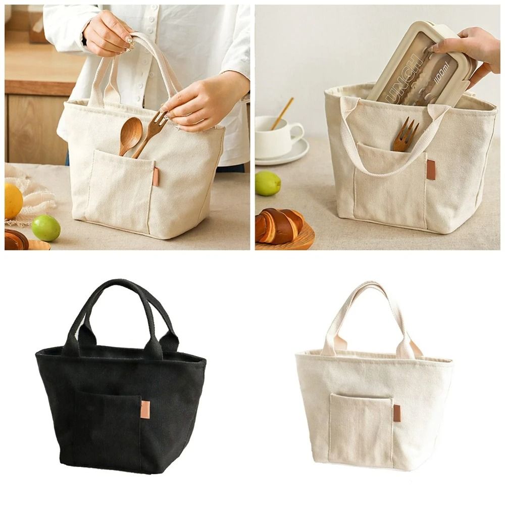 Insulated Canvas Lunch Bag – Large-Capacity Reusable Cooler Tote for School, Office, or Picnic