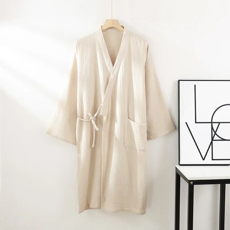 Thin Cotton Yarn Kimono Robes – Professional Couple's Bathrobe & Breathable Tied Cardigan Sleepwear