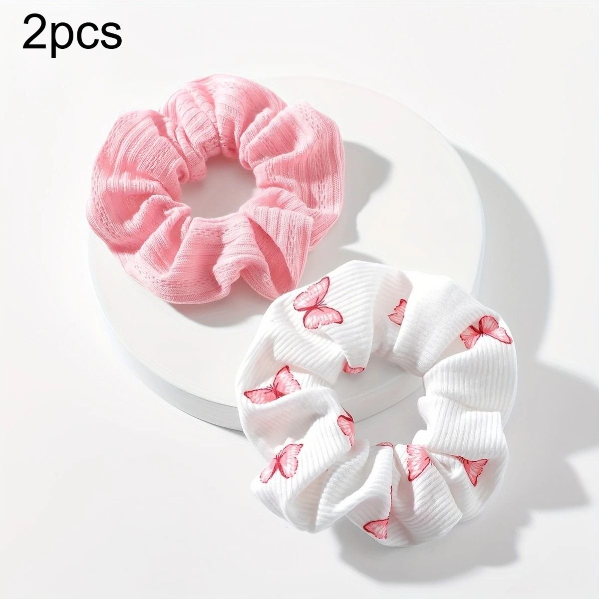 2pcs Butterfly Print Hair Ties & Elastic Headbands
