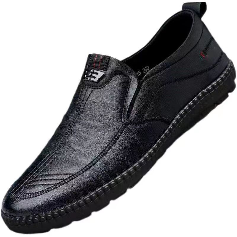 Mens Leather Loafers, Breathable Outdoor Slip on Casual Shoes for Male, Non Slip Walking Flats for Work Office Driving