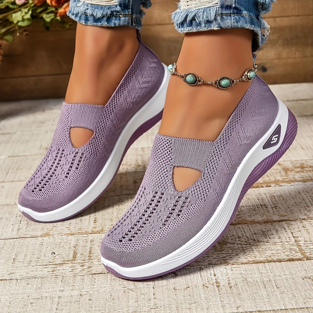 Summer Women Sneakers Breathable Slip On Walking Shoes