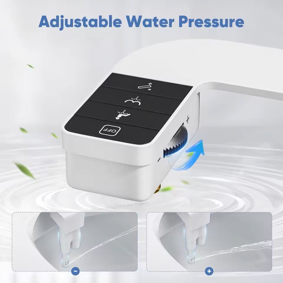 Ultra Thin Non Electric Bidet Toilet Seat Attachment with Side Control and Dual Nozzles