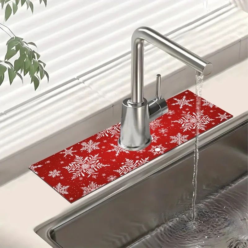 Christmas Kitchen Sink Faucet Absorbent Mat
