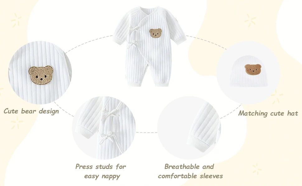 Somenie Cotton Knitted Baby Jumpsuit Long Sleeve Infant Romper