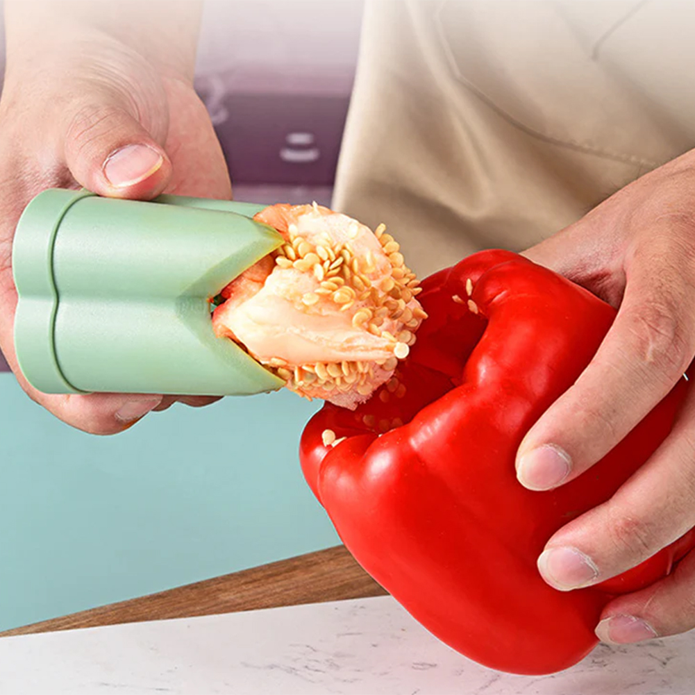 Fruit Pepper Corer Seed Removing Tool for Vegetables Fruits, Reusable Portable Kitchen Utensil