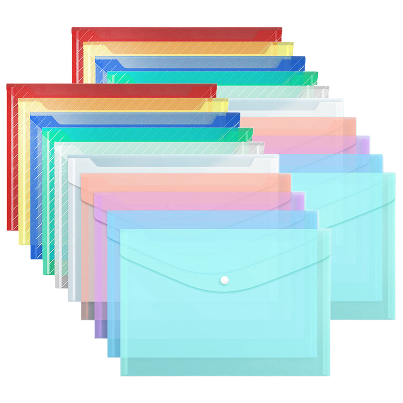 File Bags, Transparent Plastic, Large-Capacity Waterproof Storage, Snap-On Type Test Paper Organizer for Archives