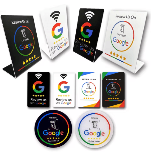 ReviewTap NFC Google Review Acrylic Stand and Card NTAG215 Waterproof