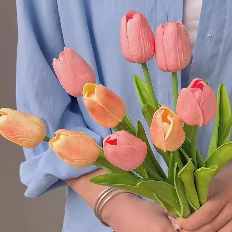 Artificial Tulip Bouquet – Real Touch Fake Flowers for Home, Wedding & Party Decorations (1/3/5 Pcs)
