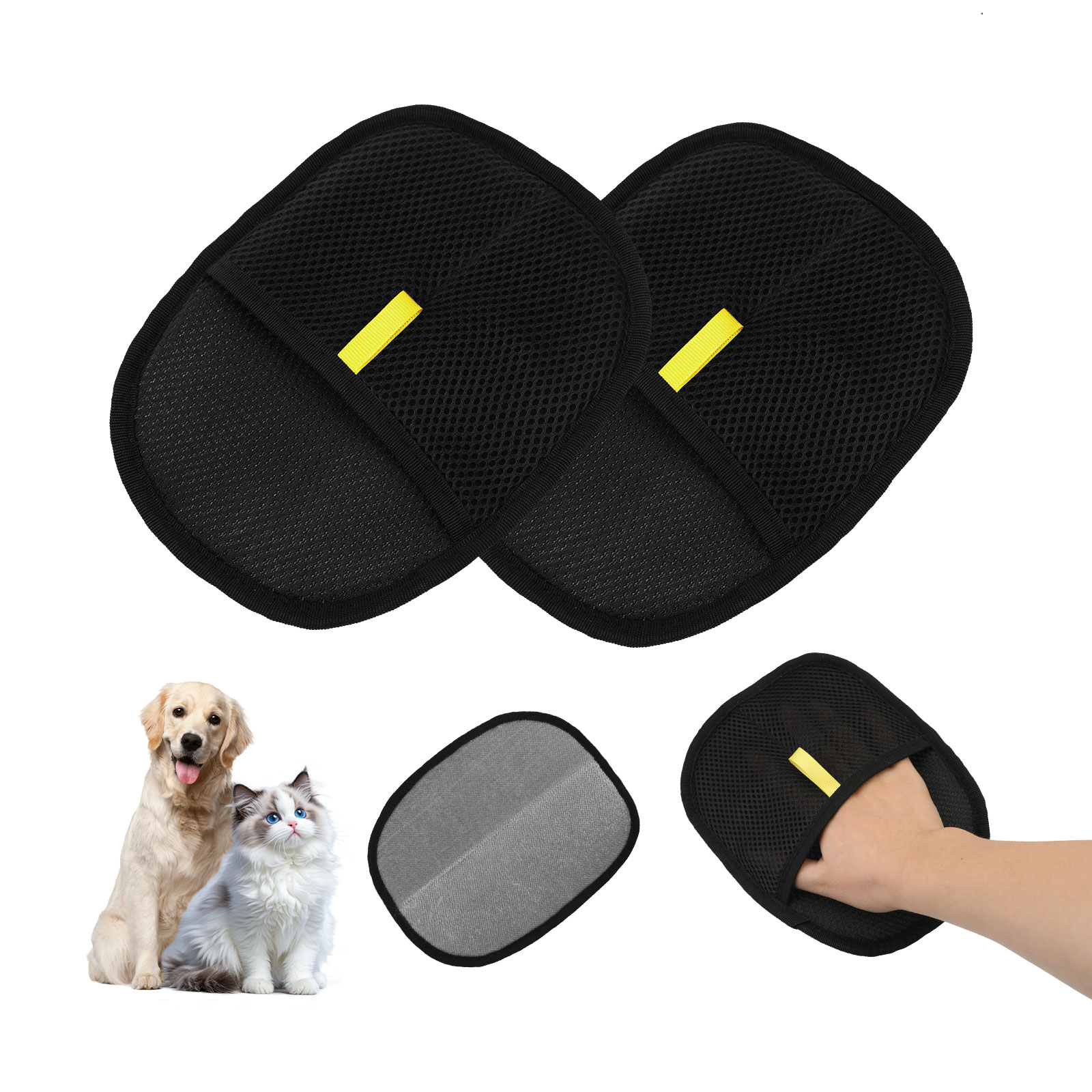 Reusable Pet Hair Removal Gloves Double-Sided Grooming Gloves for Effortless Fur Removal from Pets and Carpets