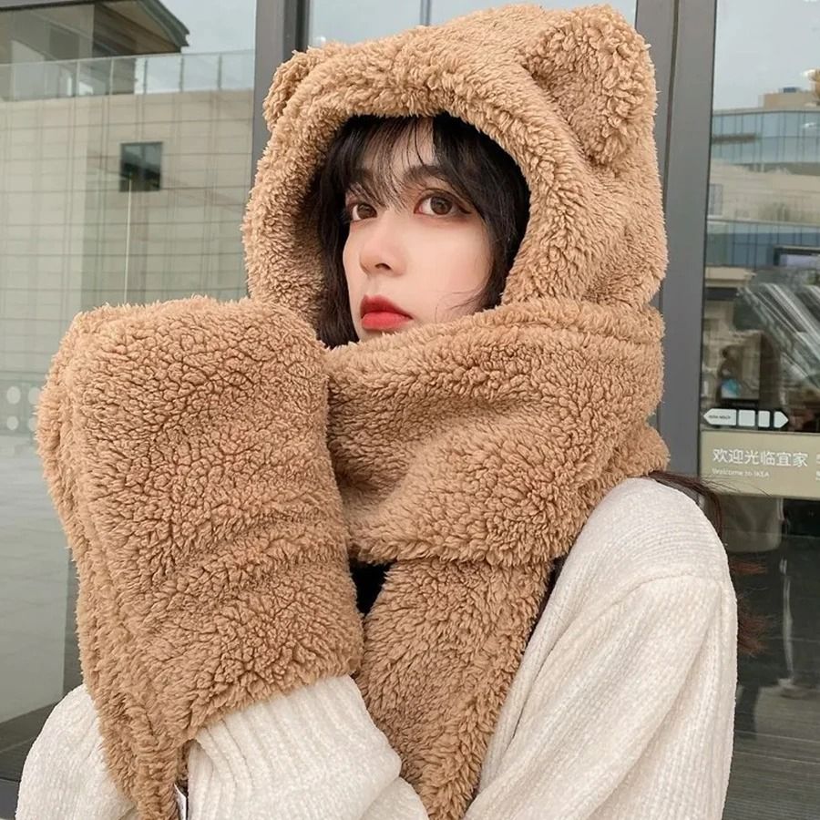 Kawaii Bear Ear 3-in-1 Winter Thermal Set