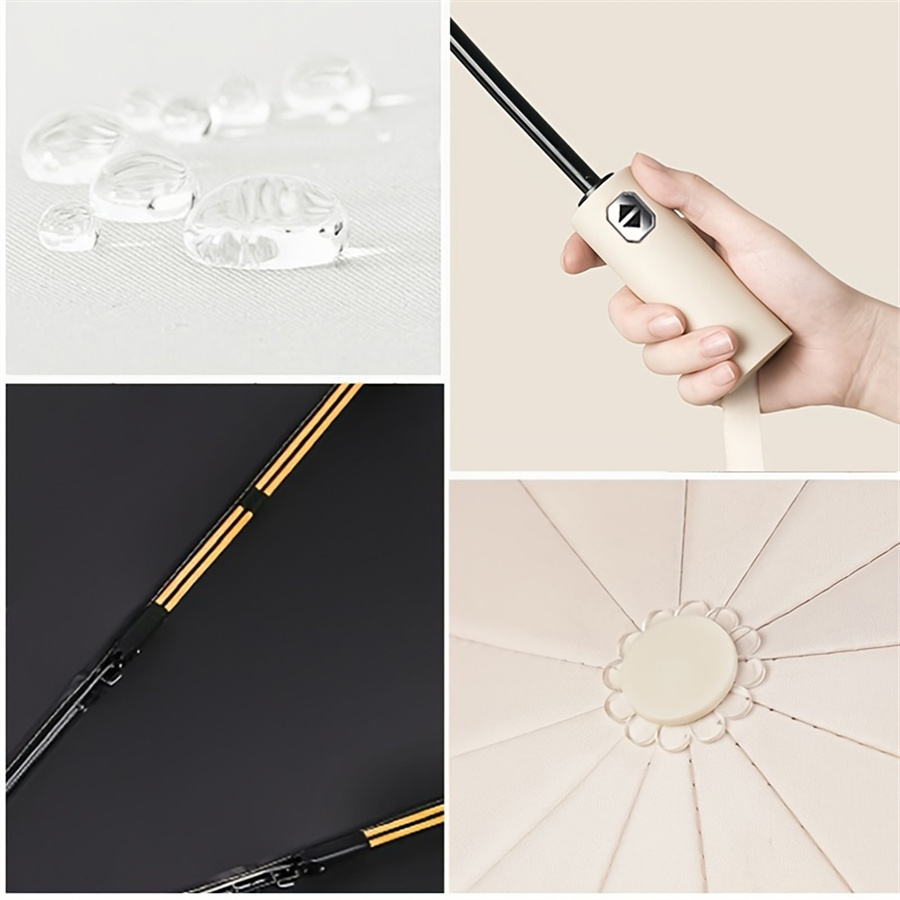 Automatic Folding Umbrella with UV Protection Windproof Compact Travel Umbrella
