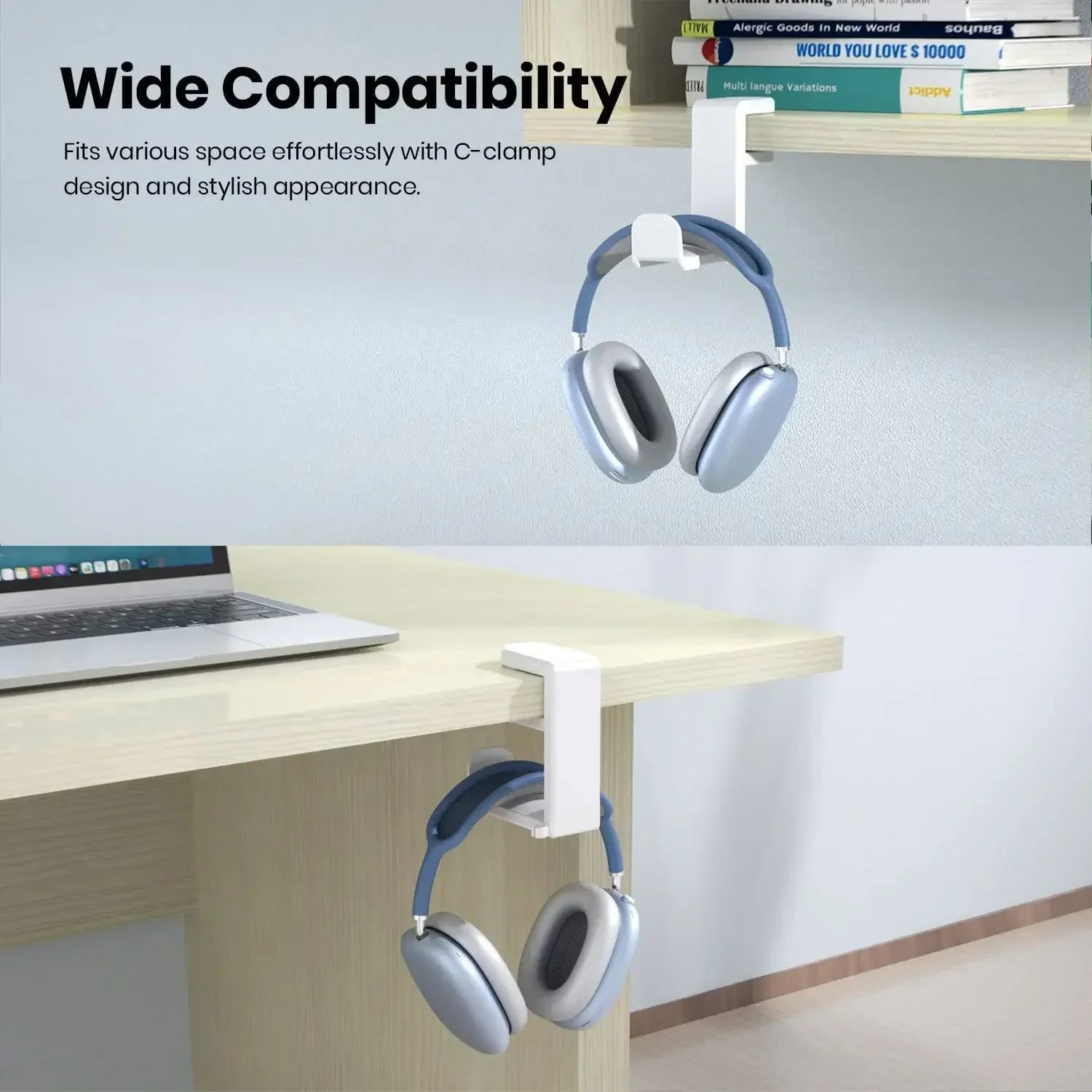 Rotating Desk Clip Headphone Holder