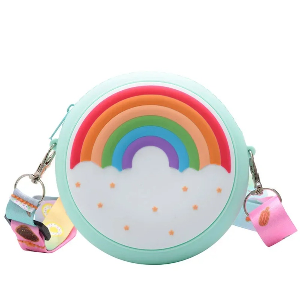 Children Silicone Crossbody Bag Rainbow Donut Small Handbag Baby Girl Adjustable Strap