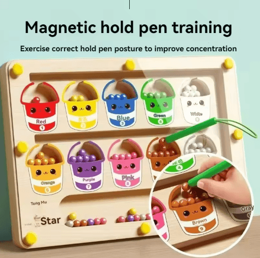 Childrens Magnetic Maze Puzzle Toy Walking Ball Concentration Logic Training Board
