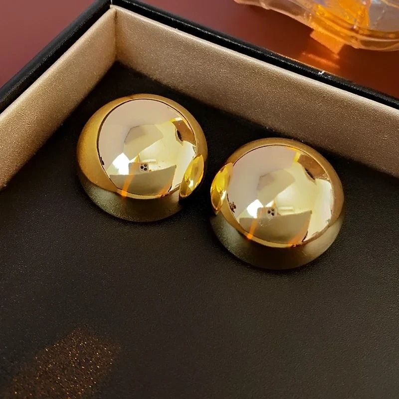 Smooth Metal Ball Stud Earrings