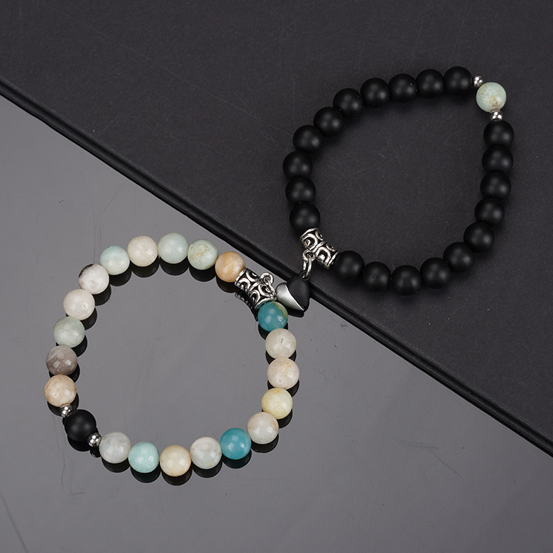 Natural Stone Heart Magnet Distance Couple Bracelets Beads Friendship Fashion Jewelry Gift