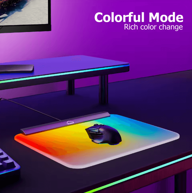 Smart RGB Mouse Pad with LED Ambient Backlight Color Sync Design