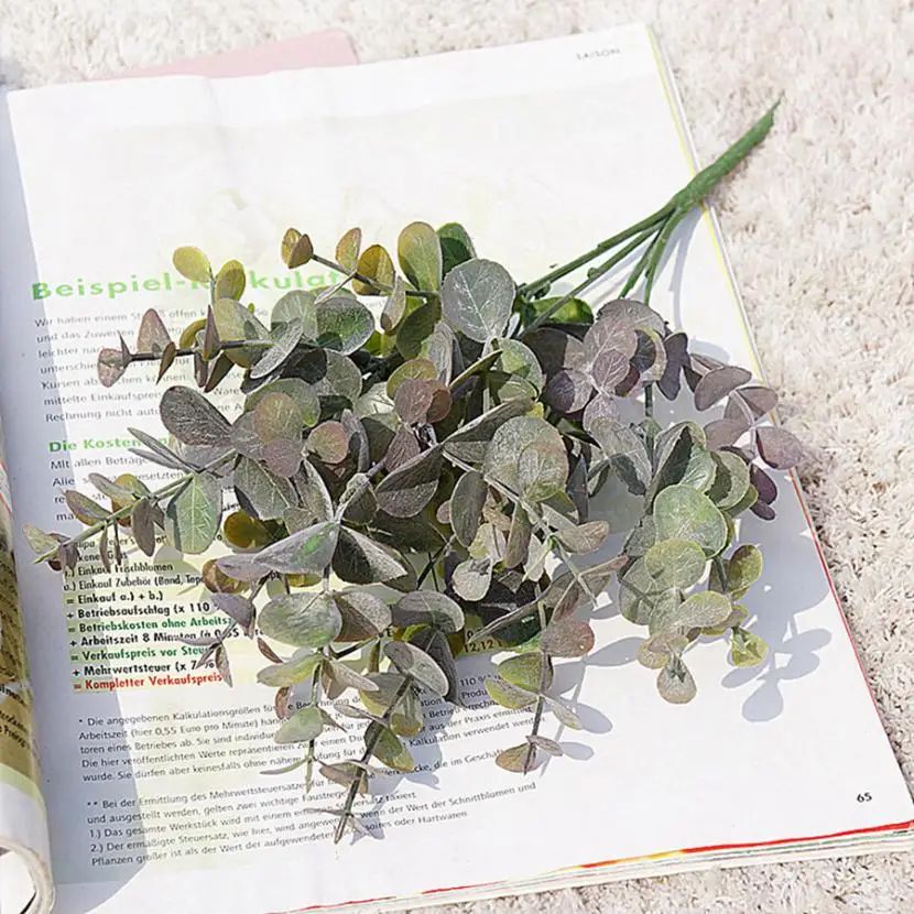 Artificial Eucalyptus Leaves Stems – Faux Greenery Branches for DIY Home, Wedding & Vase Decor