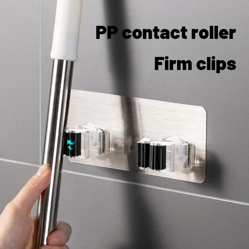 No-Drill Roller Mop & Broom Holder