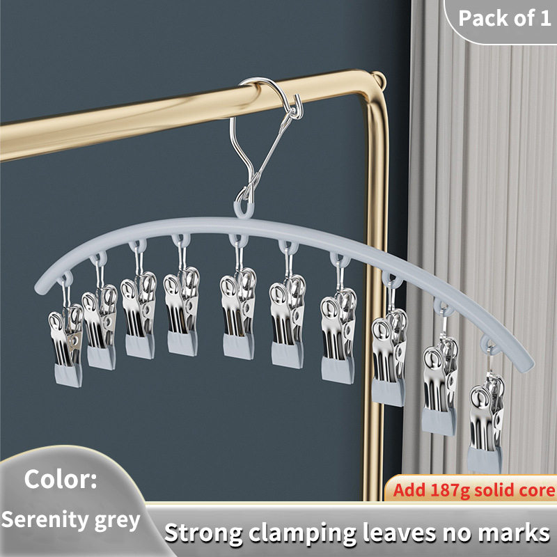 Stainless Steel Sock Drying Rack with Clips Non-slip Clothes Rack Underwear Clip Towel Hanger Windproof Pace-Saving