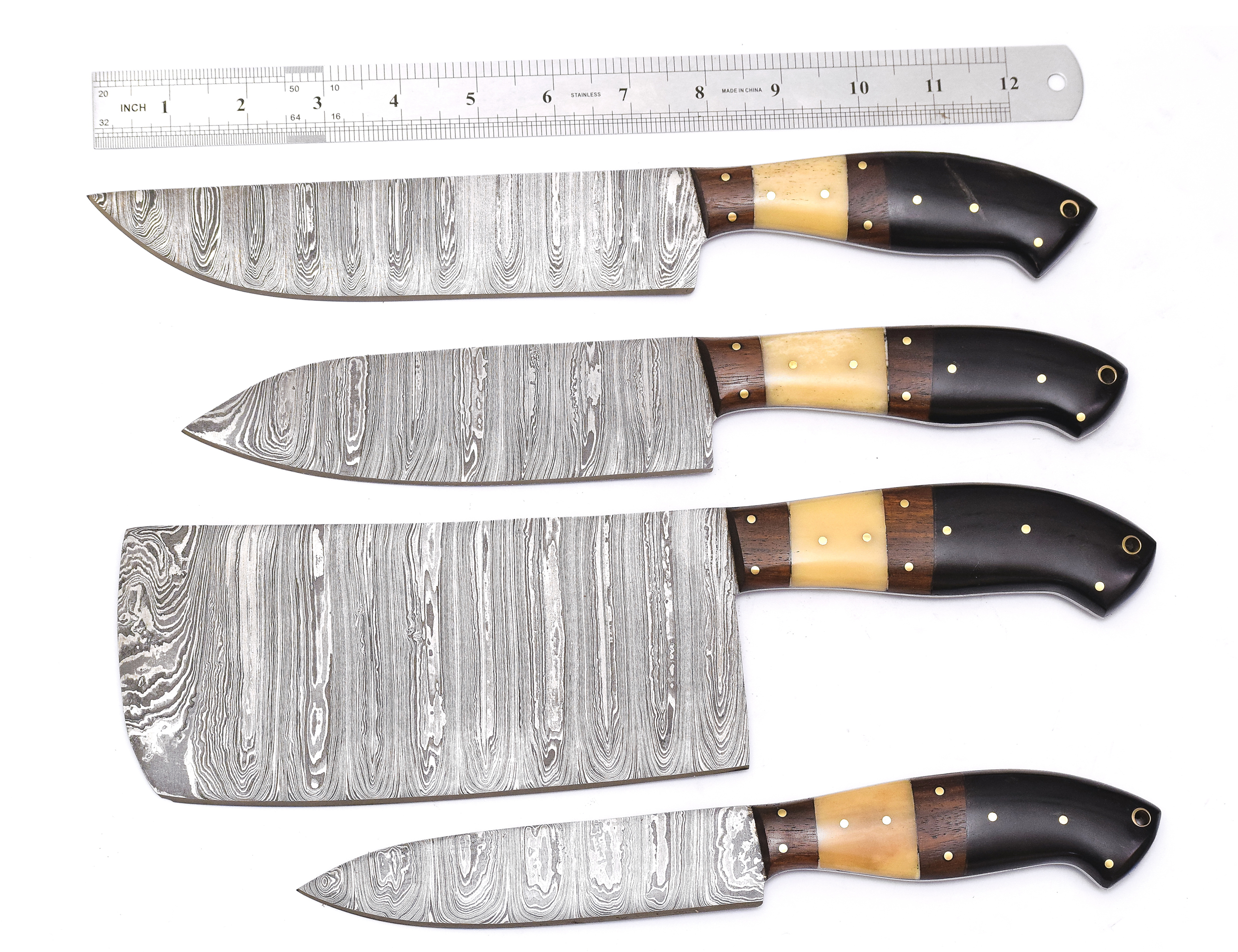 Custom Handmade Chef Set, Damascus Chef Set Of 4 Pieces , Handmade Damascus Chef Set ,Personalized Gift For Mother