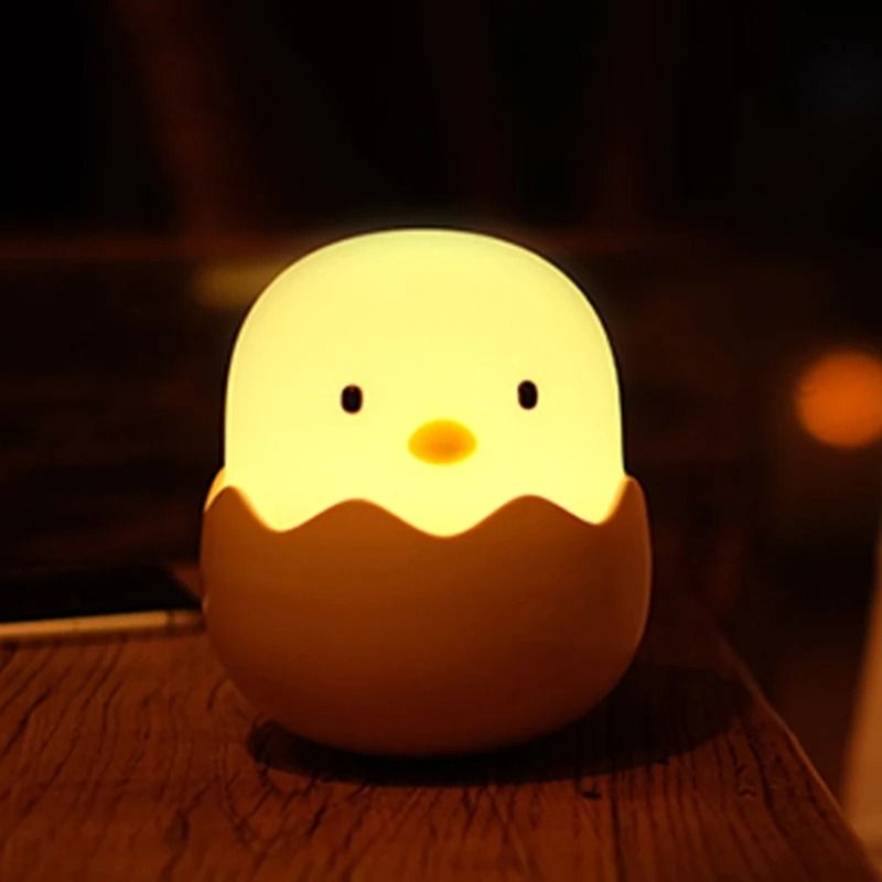 Cartoon Eggshell Chicken Touch Night Light Rechargeable LED Lamp