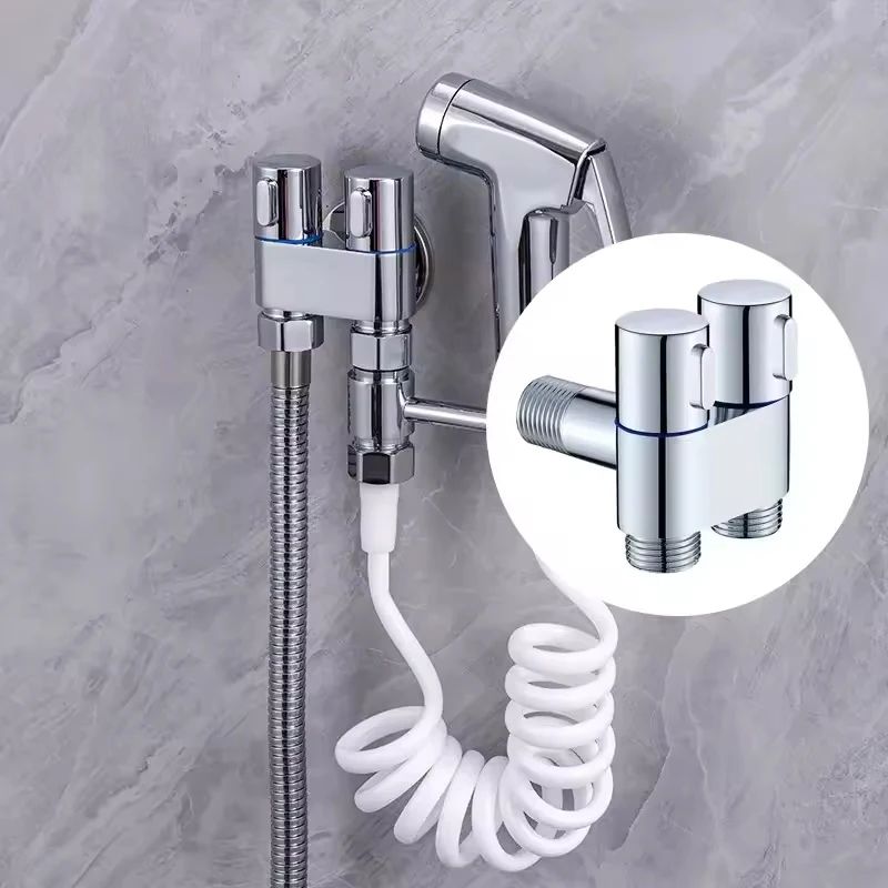 Wall Mounted Bidet Sprayer Set with Adjustable Pressure and Dual Outlet